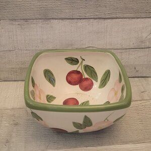 Tabletops Unlimited Sorbet Tropical Fruit Bowl Hand-Painted Ceramic With Cherry